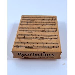 Recollections Sheet Music Notes Rubber Stamp Large Wood Mounted Craft